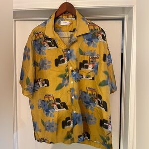 Men’s Rhude floral racecar shirt.